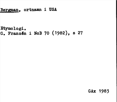 Bild på arkivkortet för arkivposten Bergman