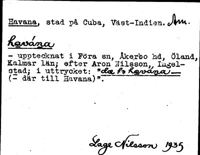 Bild på arkivkortet för arkivposten Havana