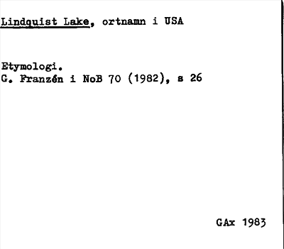 Bild på arkivkortet för arkivposten Lindquist Lake