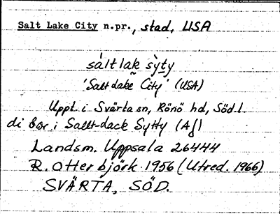 Bild på arkivkortet för arkivposten Salt Lake City