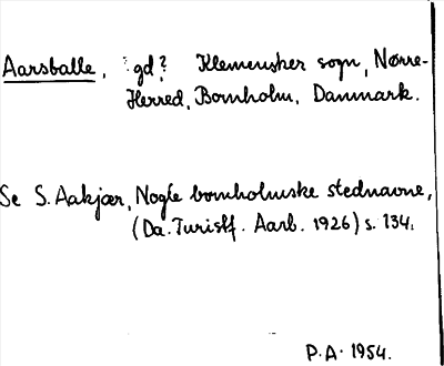 Bild på arkivkortet för arkivposten Aarsballe