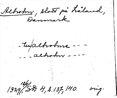Bild på arkivkortet för arkivposten Alholm