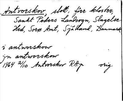 Bild på arkivkortet för arkivposten Antvorskov