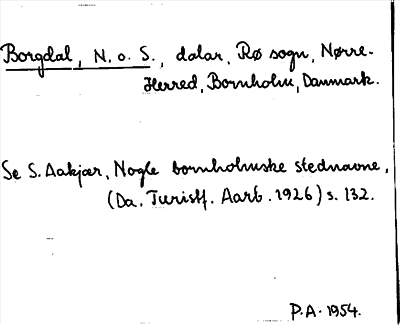 Bild på arkivkortet för arkivposten Borgdal, N. o. S