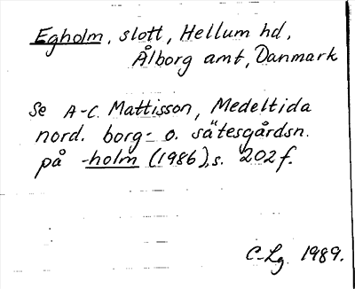 Bild på arkivkortet för arkivposten Egholm