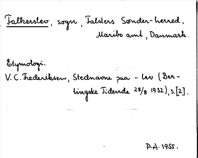 Bild på arkivkortet för arkivposten Falkerslev