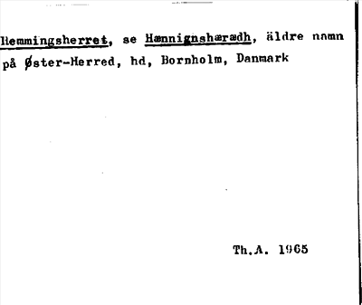 Bild på arkivkortet för arkivposten Hemmingsherret, se Hænnignshærædh
