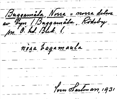 Bild på arkivkortet för arkivposten Buggamåla, Norra