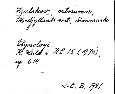 Bild på arkivkortet för arkivposten Hjulskov