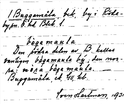 Bild på arkivkortet för arkivposten Buggamåla