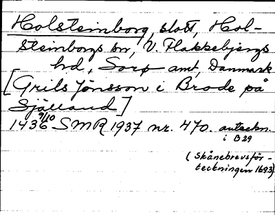 Bild på arkivkortet för arkivposten Holsteinborg