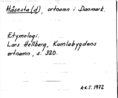 Bild på arkivkortet för arkivposten Häsestad