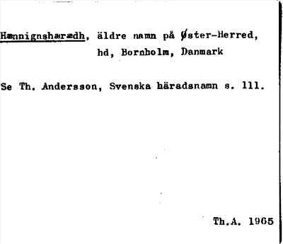 Bild på arkivkortet för arkivposten Hænnignshærædh