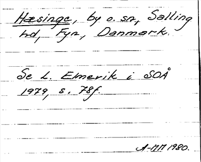 Bild på arkivkortet för arkivposten Hæsinge