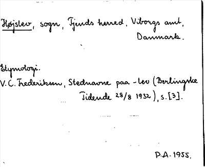 Bild på arkivkortet för arkivposten Højslev