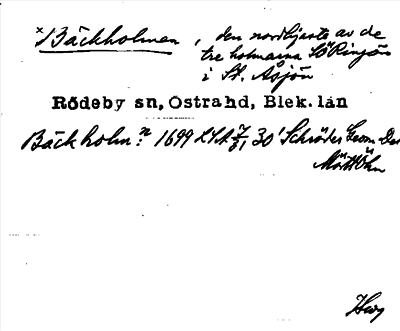 Bild på arkivkortet för arkivposten *Bäckholmen