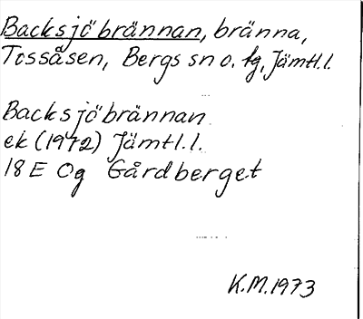 Bild på arkivkortet för arkivposten Backsjöbrännan