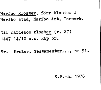Bild på arkivkortet för arkivposten Maribo kloster