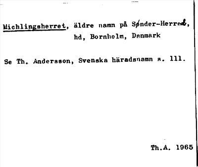 Bild på arkivkortet för arkivposten Michlingsherret