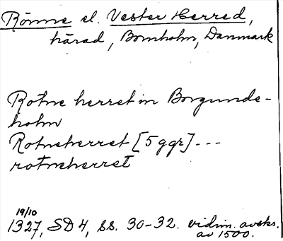 Bild på arkivkortet för arkivposten Rönne el. Vester Herred