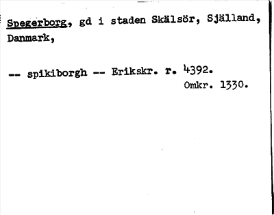 Bild på arkivkortet för arkivposten Spegerborg