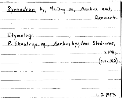 Bild på arkivkortet för arkivposten Synnedrup