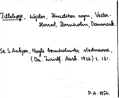 Bild på arkivkortet för arkivposten Tillehøje