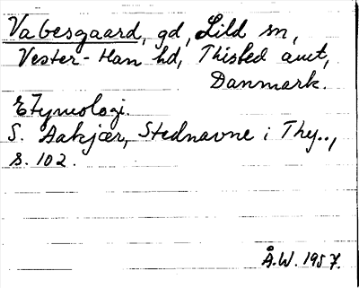 Bild på arkivkortet för arkivposten Vabesgaard