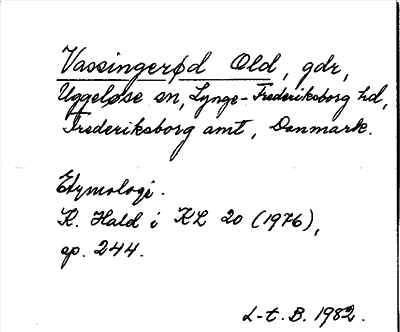 Bild på arkivkortet för arkivposten Vassingerød Old