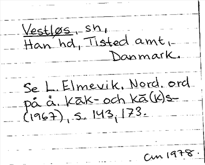 Bild på arkivkortet för arkivposten Vestløs