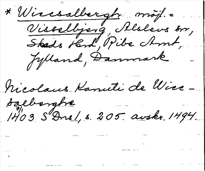 Bild på arkivkortet för arkivposten Wieesalbergh, möjl. = Visselbjerg