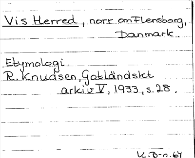 Bild på arkivkortet för arkivposten Vis Herred