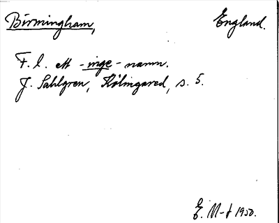 Bild på arkivkortet för arkivposten Birmingham
