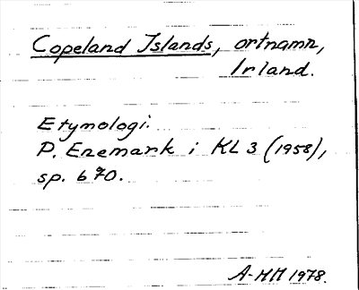 Bild på arkivkortet för arkivposten Copeland Islands