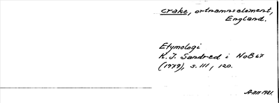 Bild på arkivkortet för arkivposten crake