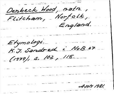 Bild på arkivkortet för arkivposten Denbeck Wood
