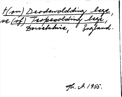 Bild på arkivkortet för arkivposten Deodewoldding lege, se Teoþewolding lege