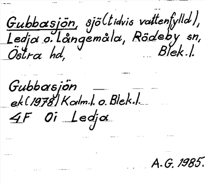 Bild på arkivkortet för arkivposten Gubbasjön
