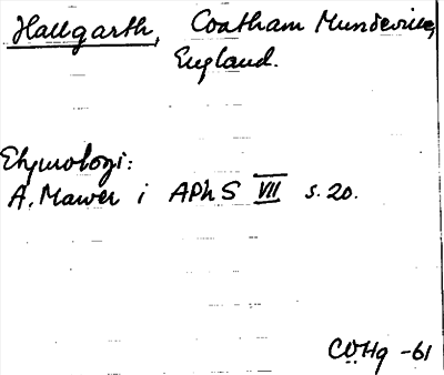 Bild på arkivkortet för arkivposten Hallgarth