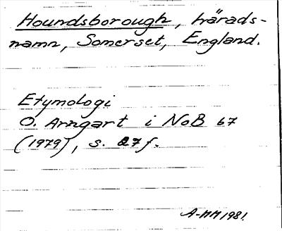 Bild på arkivkortet för arkivposten Houndsborough