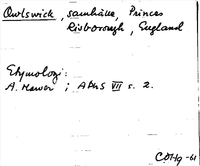Bild på arkivkortet för arkivposten Owlswick