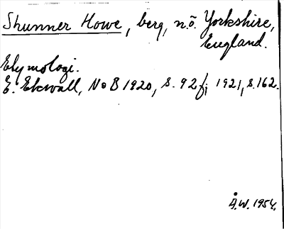 Bild på arkivkortet för arkivposten Shunner Howe