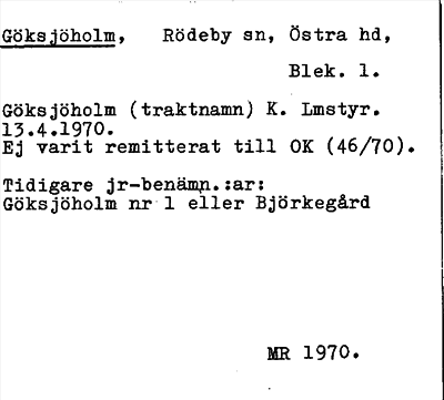 Bild på arkivkortet för arkivposten Göksjöholm