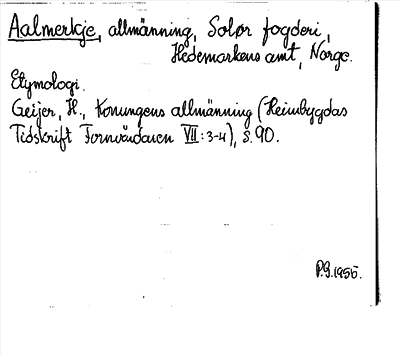 Bild på arkivkortet för arkivposten Aalmerkje
