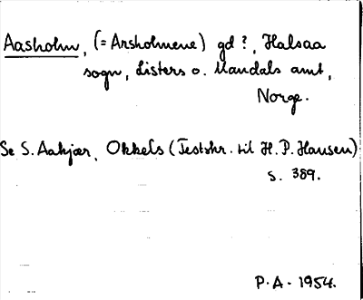 Bild på arkivkortet för arkivposten Aasholm