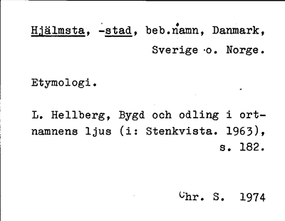 Bild på arkivkortet för arkivposten Hjälmsta, Hjälmstad