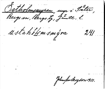 Bild på arkivkortet för arkivposten Östholmsmyren