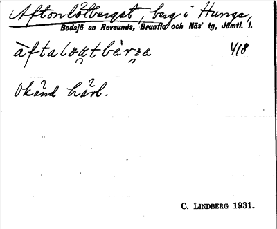 Bild på arkivkortet för arkivposten Aftonlötberget