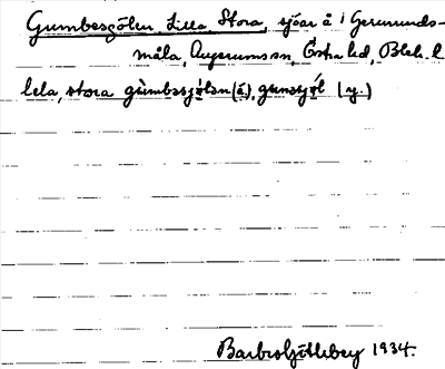Bild på arkivkortet för arkivposten Gumbesgölen, Lilla, Stora
