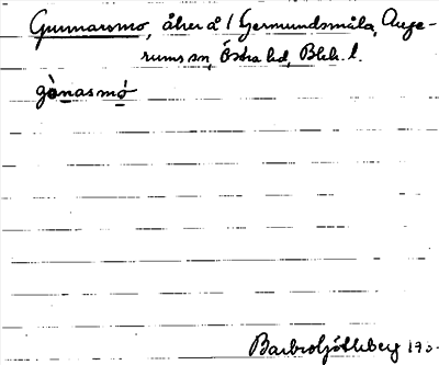 Bild på arkivkortet för arkivposten Gunnarsmo